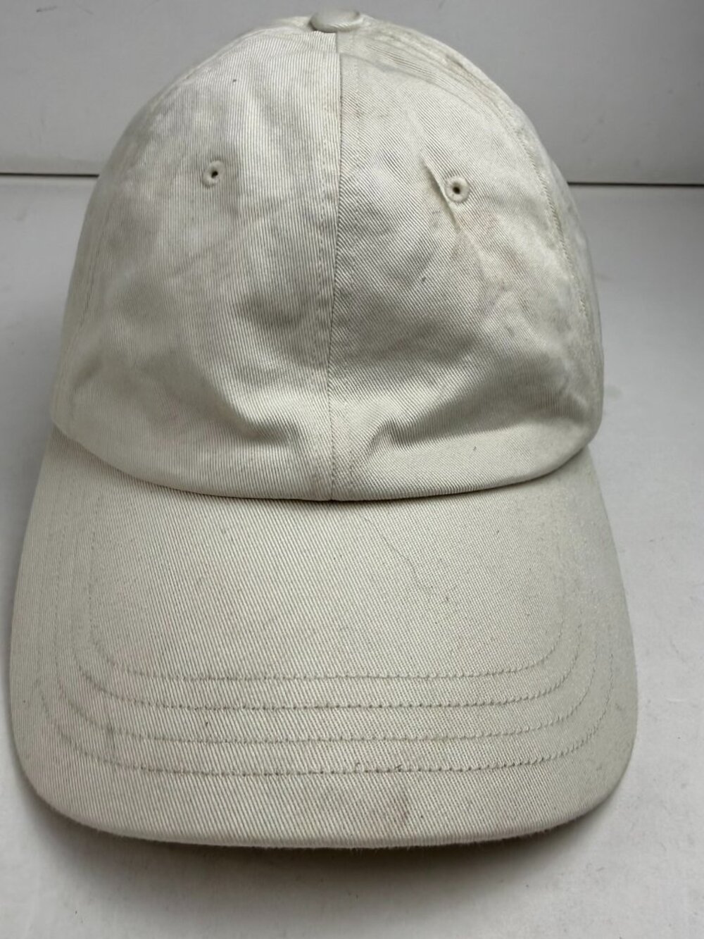 Lululemon Baller Cap Hat Womens Size S/M White Cream Cotton Logo Strapback Stain